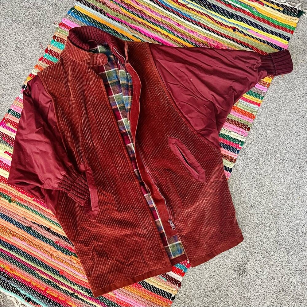 Vintage 1980s Foxrun Gale Gould Corduroy Wing Sleeve Long Coat Medium